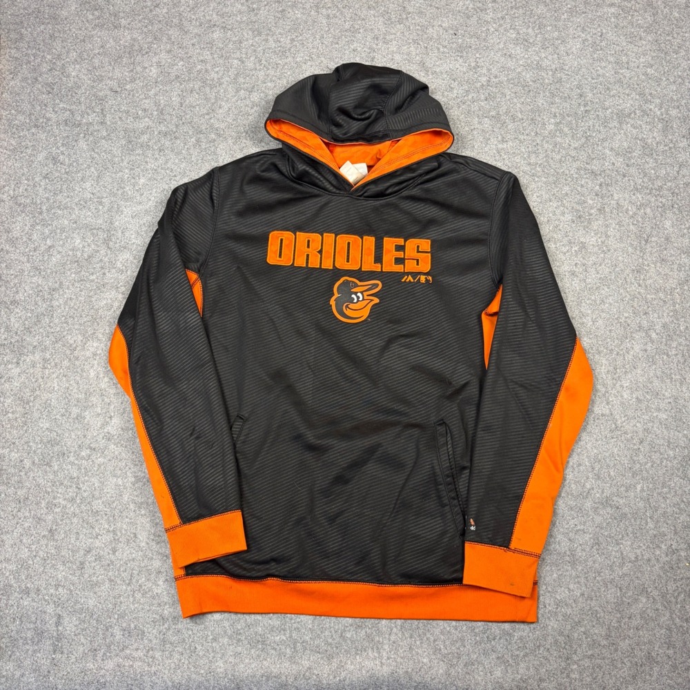 Majestic Baltimore Orioles MLB Hoodie Black Orange Performance Sweatshirt XL